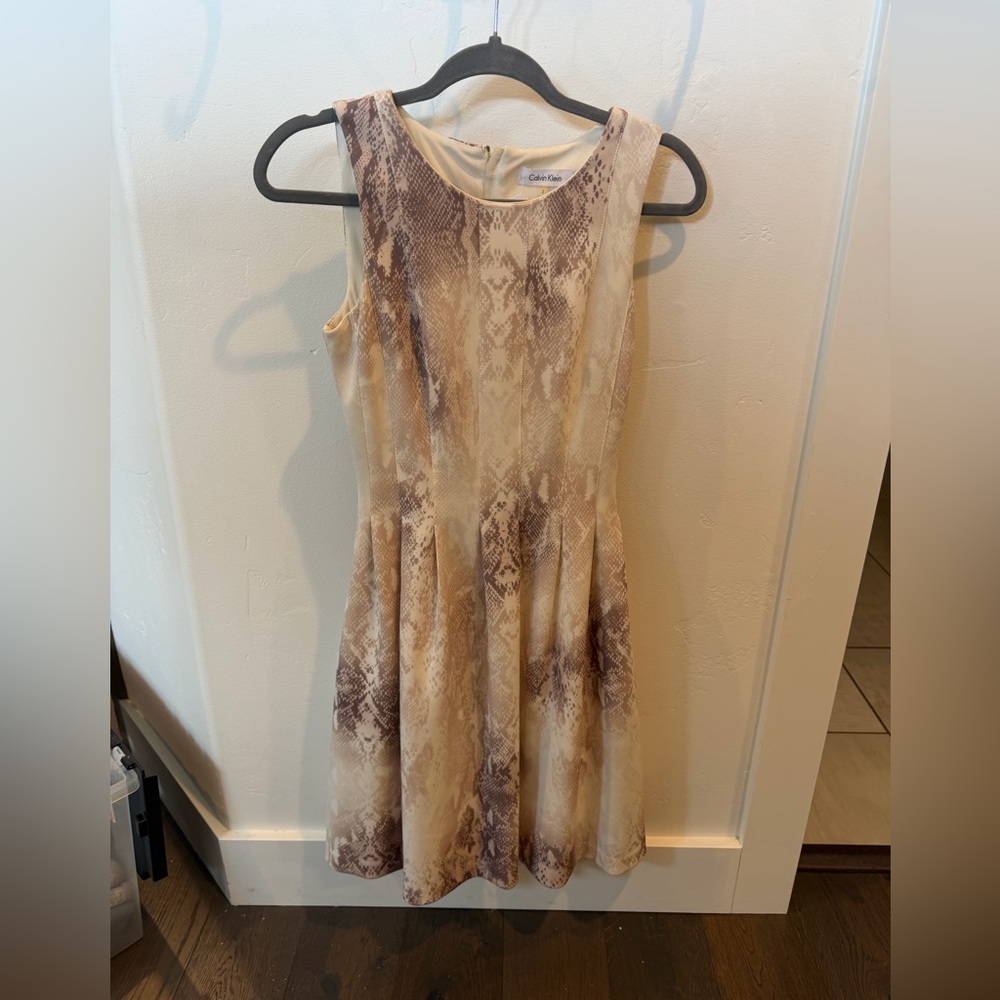 Calvin Klein Tan Snake Print Mini Dress